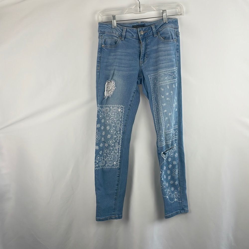 Distressed Print Jeans 